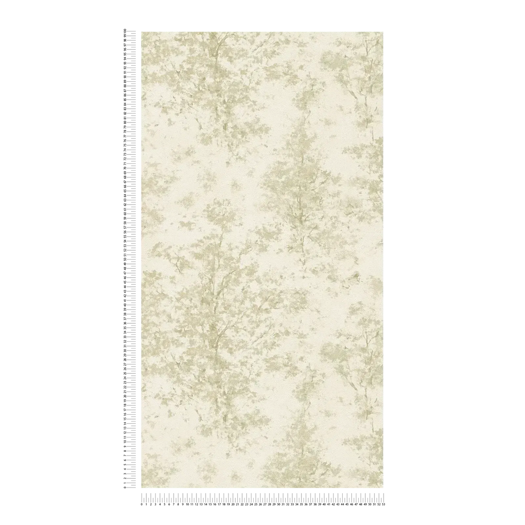 Tapetes ar stilizētu, teksturētu meža motīvu, krēmkrāsa, zaļa, 3012704 AS Creation