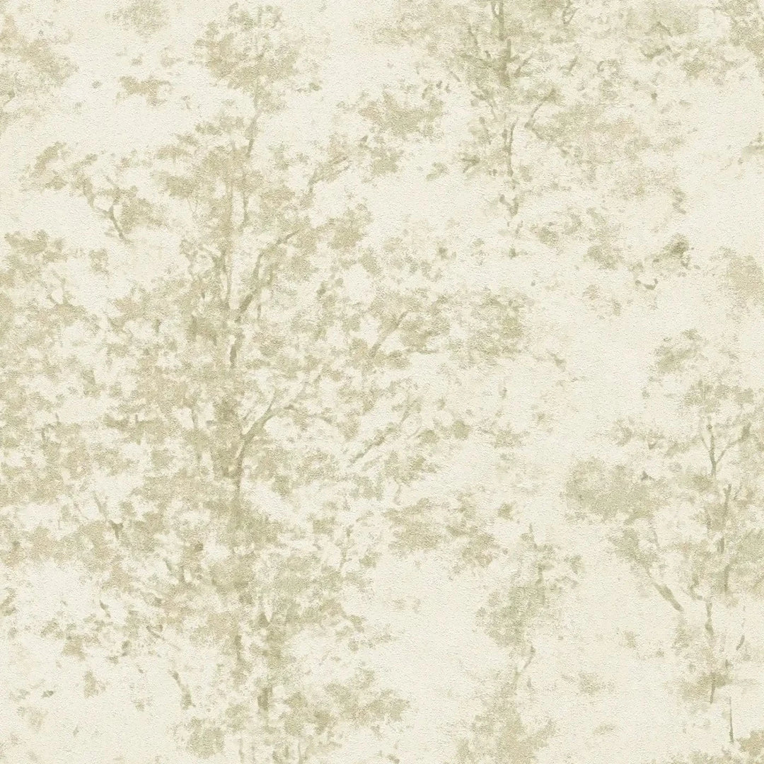 Tapetes ar stilizētu, teksturētu meža motīvu, krēmkrāsa, zaļa, 3012704 AS Creation