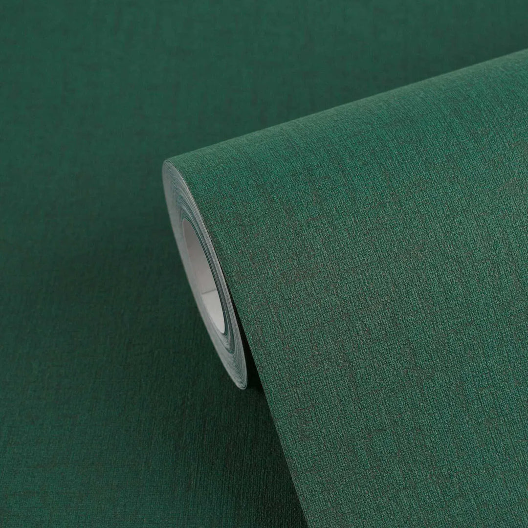 Tapetes guļamistabai ar tekstila faktūru - tumši zaļā krāsā, 396555 AS Creation