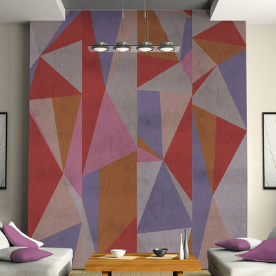 Tapetes ar trīsstūriem: sarkana/pelēka/violeta/roza, 89077 G ART