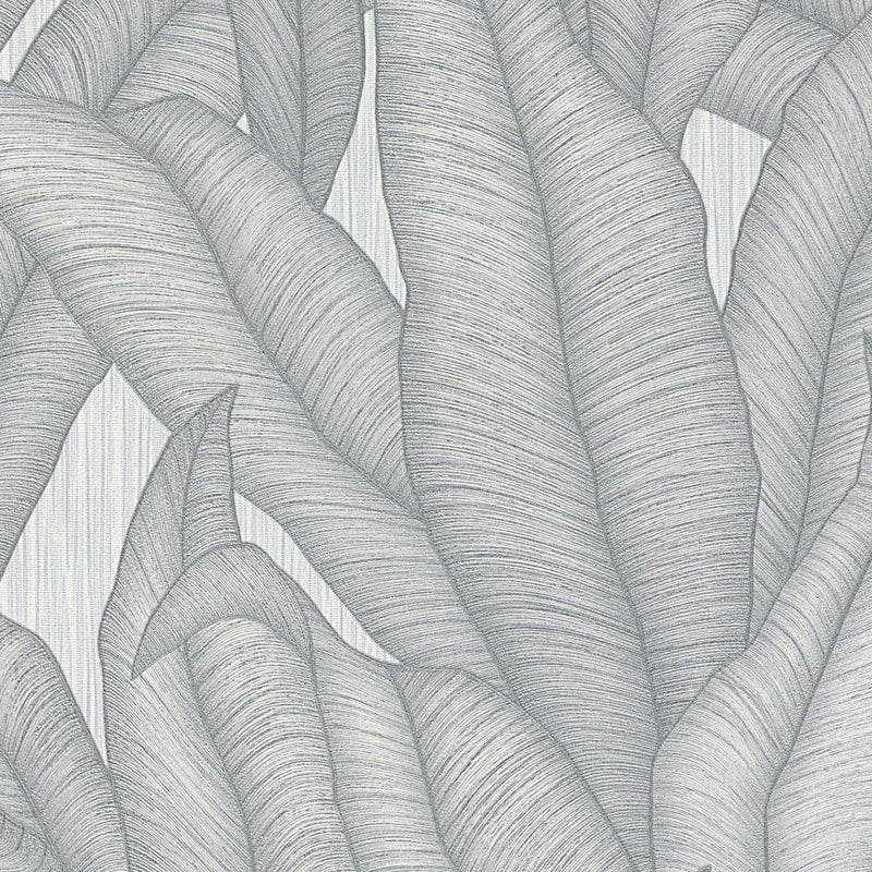 Tapetes ar tropiskam lapām sudrabā/pelēkā krāsā, Erismann, 3751513 RASCH