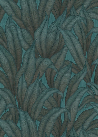 Tapetes ar tropiskam lapām tirkīzā krāsā, Erismann, 3751477 RASCH