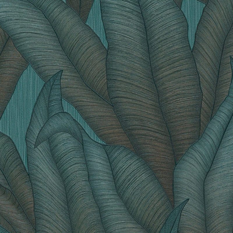 Tapetes ar tropiskam lapām tirkīzā krāsā, Erismann, 3751477 RASCH