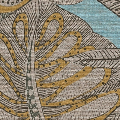Troopilised lehed graafilise kujundusega tapeet: türkiis, pruun, 1400370 AS Creation