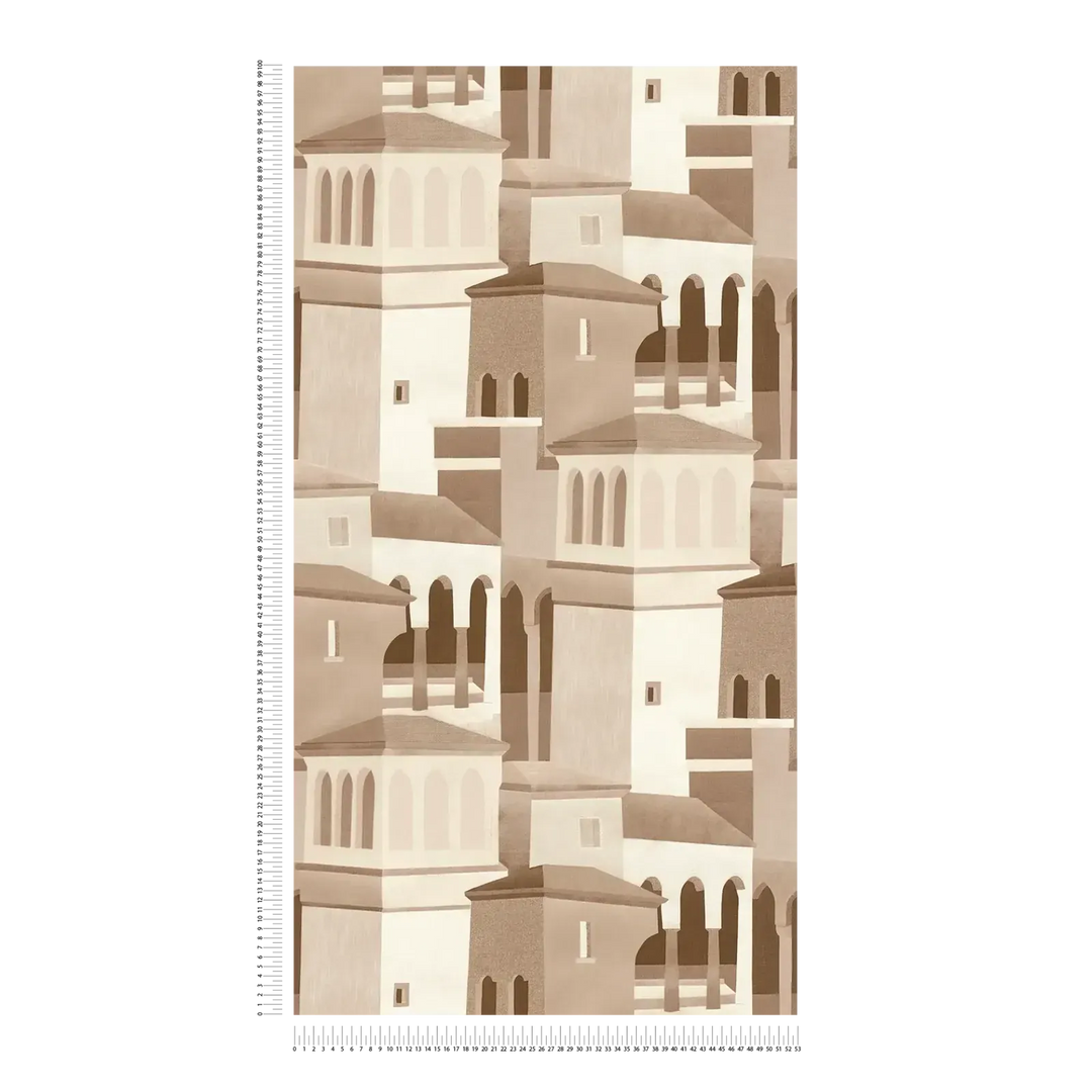 Tapetes ar Vidusjūras arhitektūras motīvu | brūna, bēša - 3012475 AS Creation