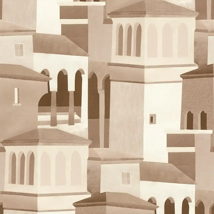 Tapetes ar Vidusjūras arhitektūras motīvu | brūna, bēša - 3012475 AS Creation