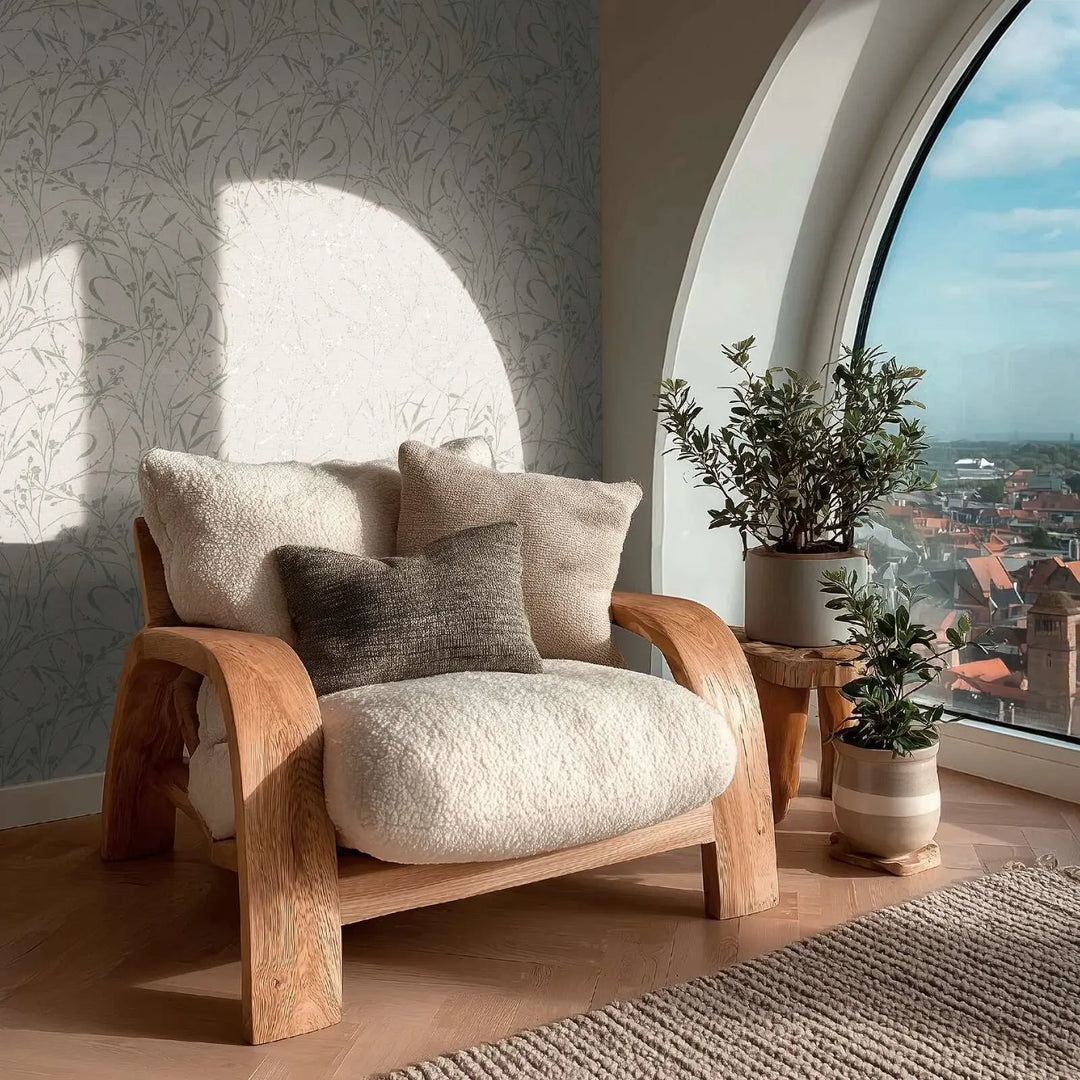 Tapetes ar viegli teksturētām ziedu zariem - krēmkrāsa - 3007034 AS Creation