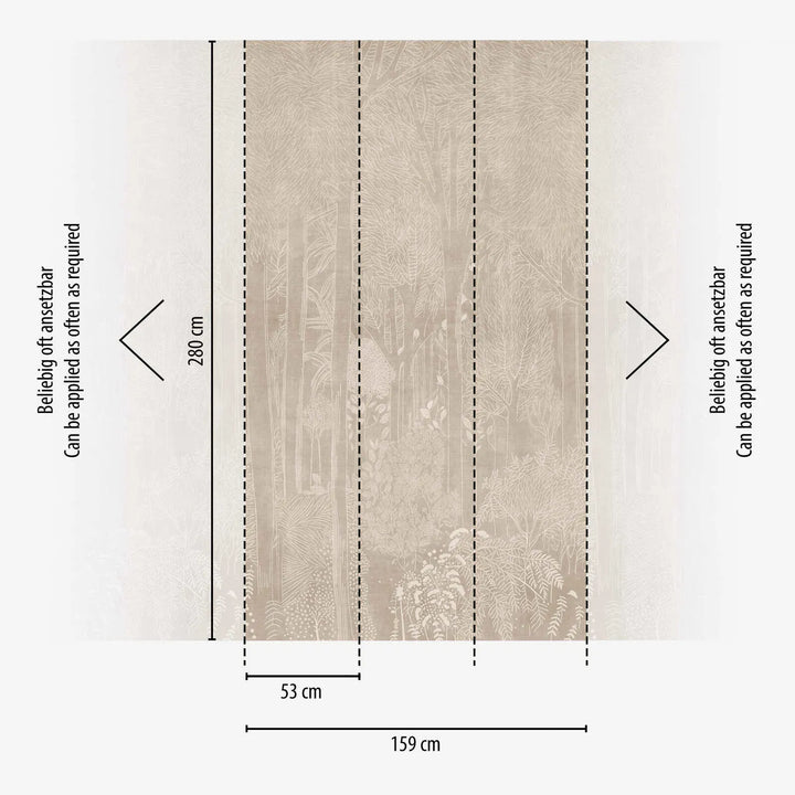 Tapetes ar viegli teksturētu meža motīvu – bēša, krēmkrāsa - 3013141 AS Creation