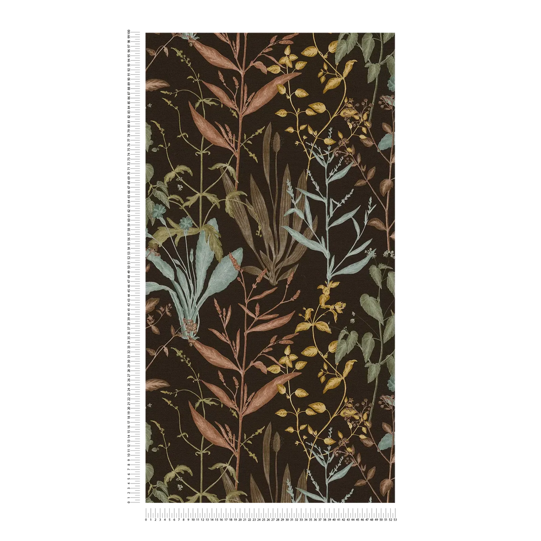 Tapetes ar augu ilustrāciju - melna, zaļa, brūna - 3007116 AS Creation