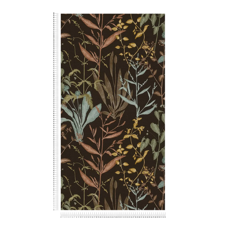 Tapetes ar augu ilustrāciju - melna, zaļa, brūna - 3007116 AS Creation