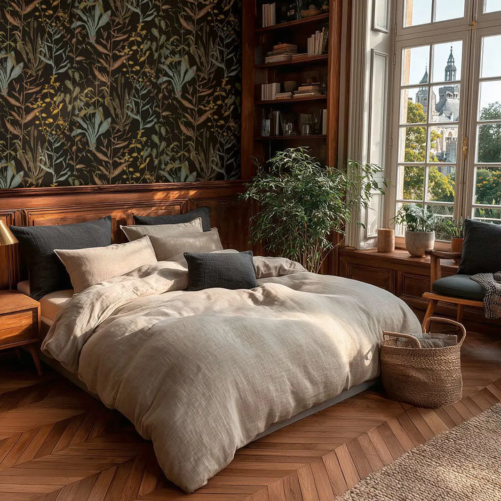 Tapetes ar augu ilustrāciju - melna, zaļa, brūna - 3007116 AS Creation