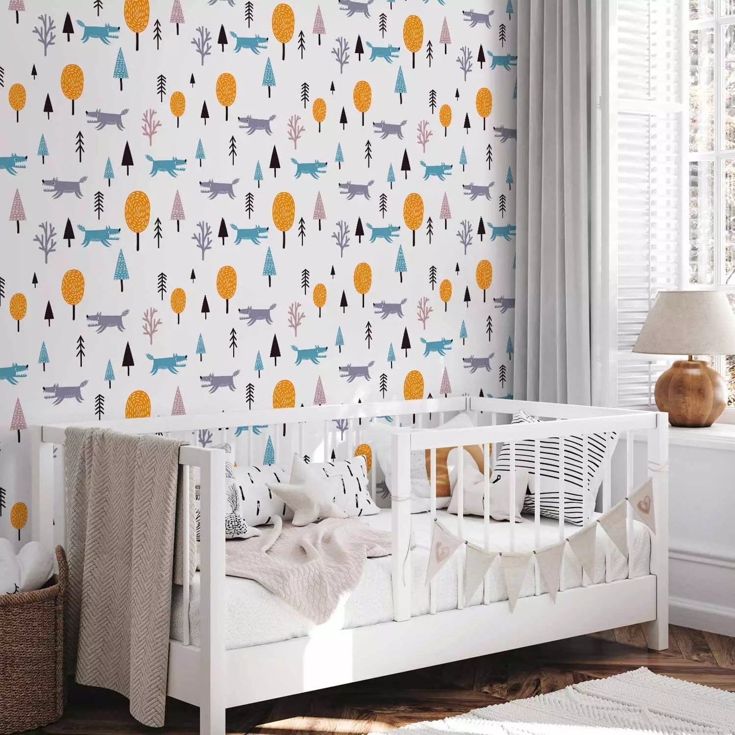 Tapetes ar vilkiem, bērnu istabai - Skandināvu vilks, (0,5x10m) G ART