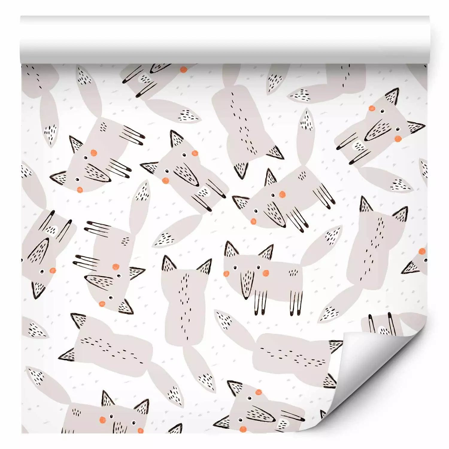 Tapetes ar vilkiem, bērnu istabai - Vilks sniegā, pelēka, balta G ART