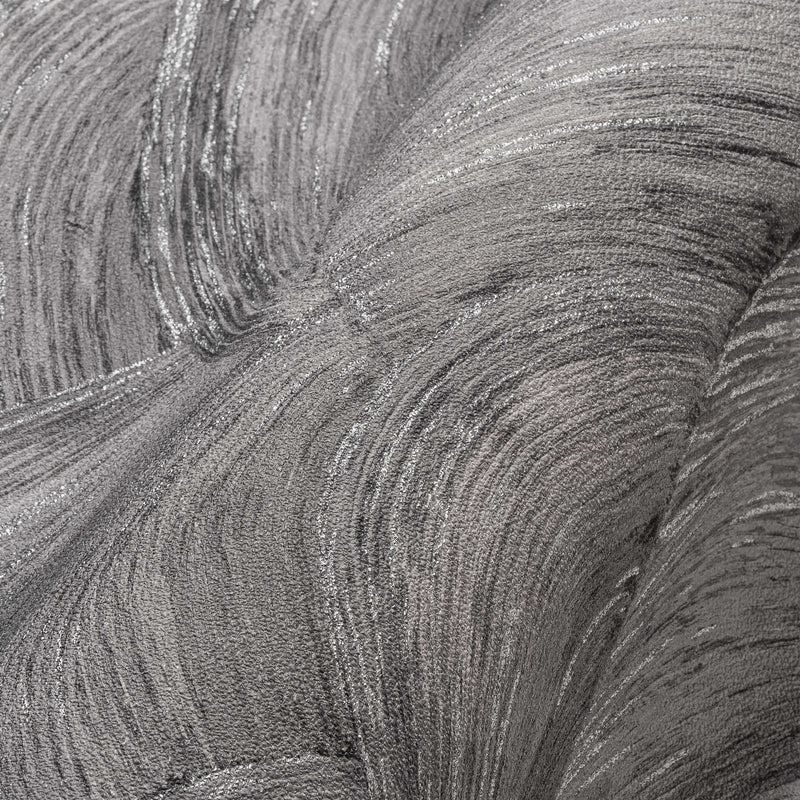 Tapetes ar viļņainu tekstūru un spīduma efektu pelēkā un sudraba krāsā, 1373615 AS Creation