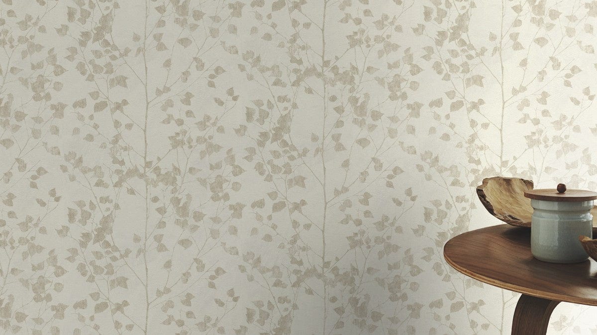 Tapetes ar zelta lapām uz balta fona - RASCH 1455553 RASCH