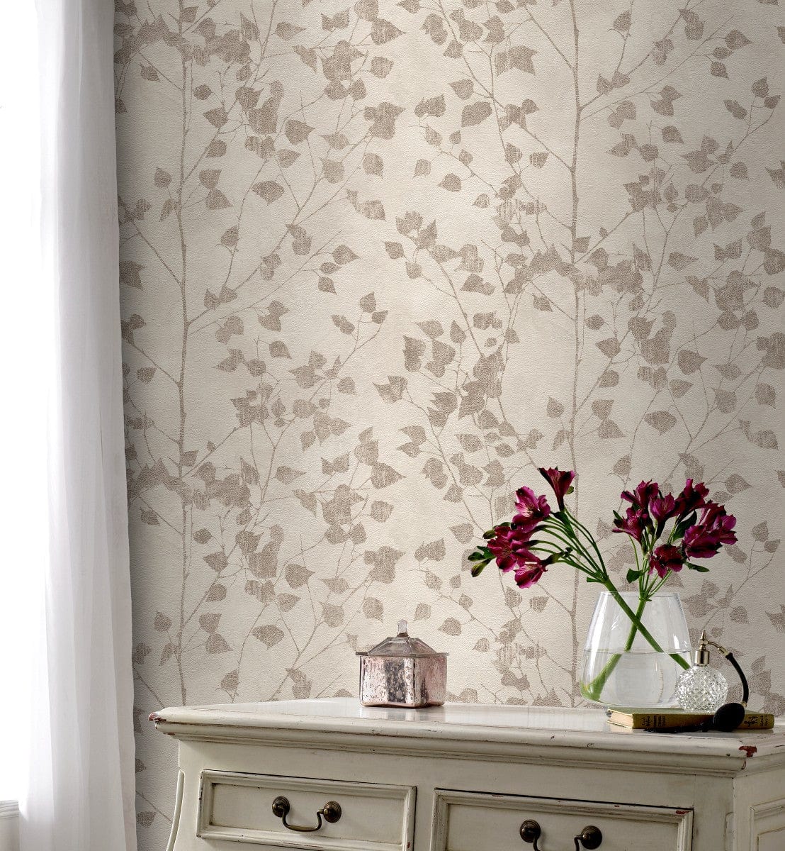 Tapetes ar zelta lapām uz bēša fona - RASCH 1455562 RASCH