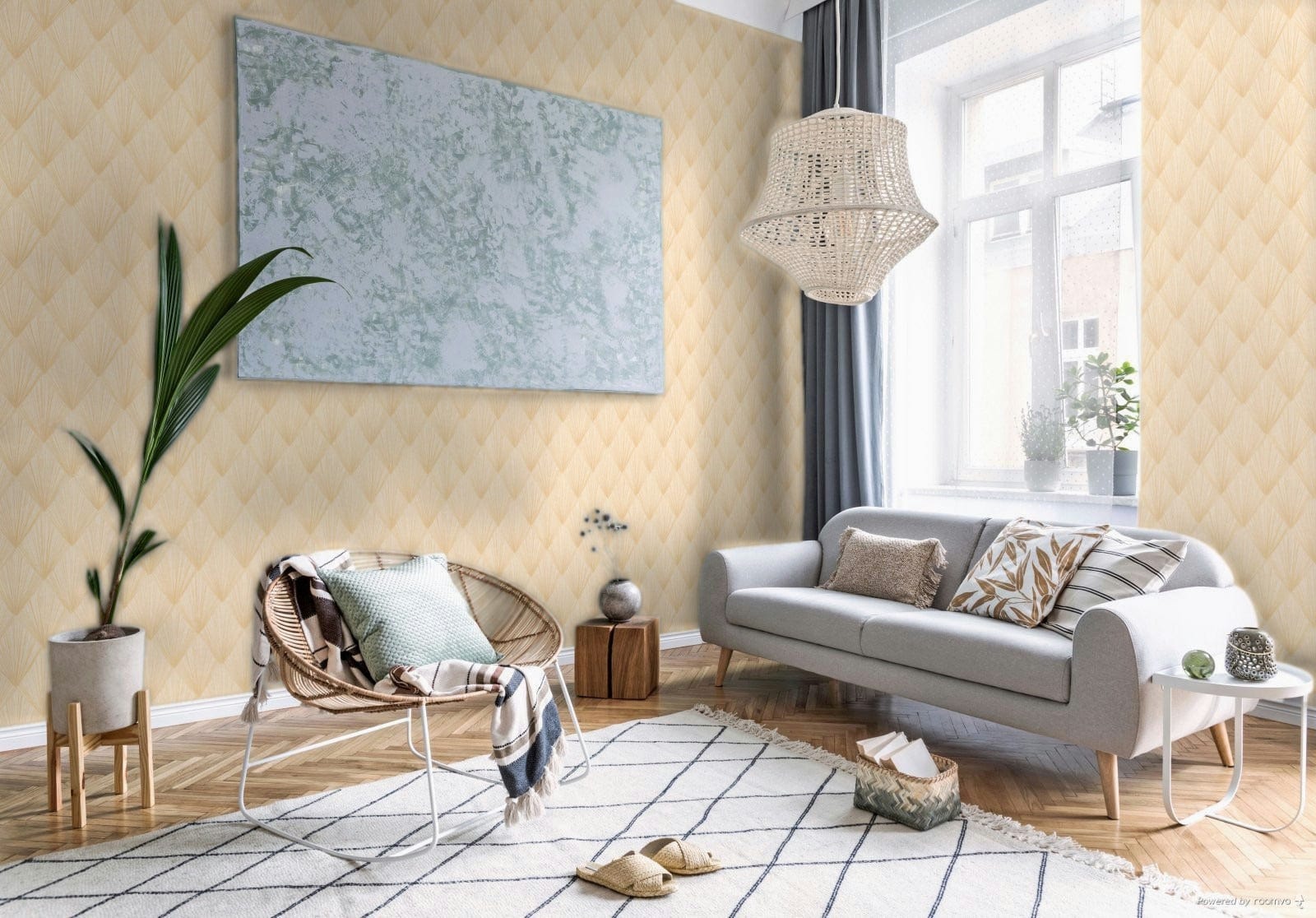 Modernas tapetes ar ģeometriskam figūram bēšā krāsā AS 378643 AS Creation