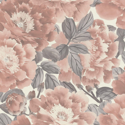 Tapetes ar ziediem uz tekstīla faktūras rozā toņos, RASCH 1435413 RASCH