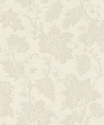 Tapetes ar ziedu ornamentu klasiska stilā, baltā, RASCH, 2132102 AS Creation