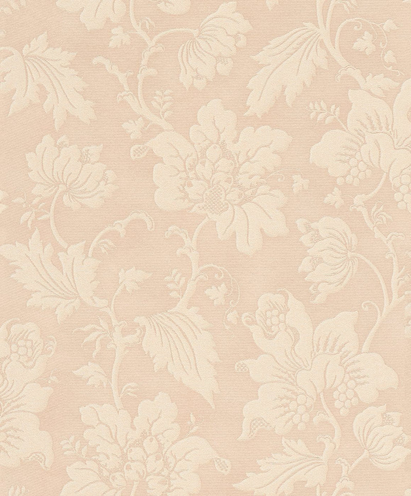 Tapetes ar ziedu ornamentu klasiska stilā, rozā, RASCH, 2132141 AS Creation