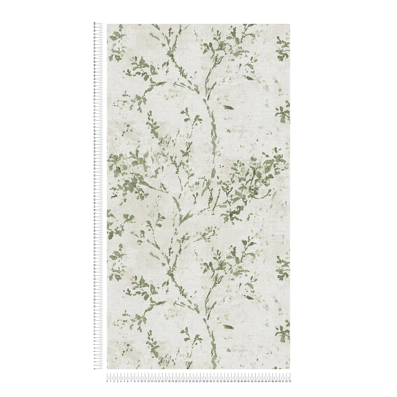 Tapetes ar ziedu rakstu akvareļu stilā - bēša, zaļa, 1406330 AS Creation