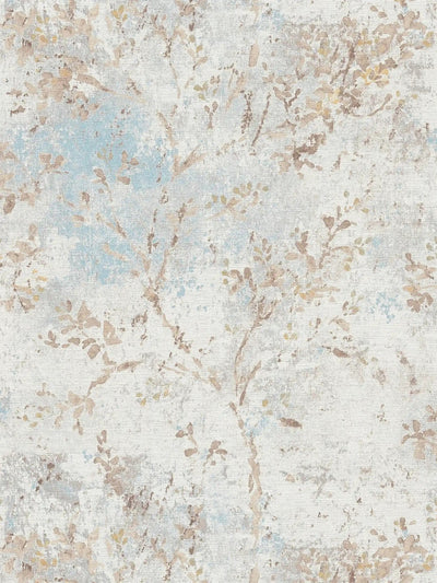 Tapetes ar ziedu rakstu akvareļu stilā - pelēka, zila, bēša, 1406326 AS Creation