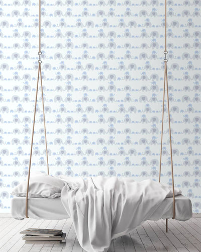 Tapetes ar ziloņiem zēnu istabai, pelēka, zila, 1350313 Bez PVC AS Creation