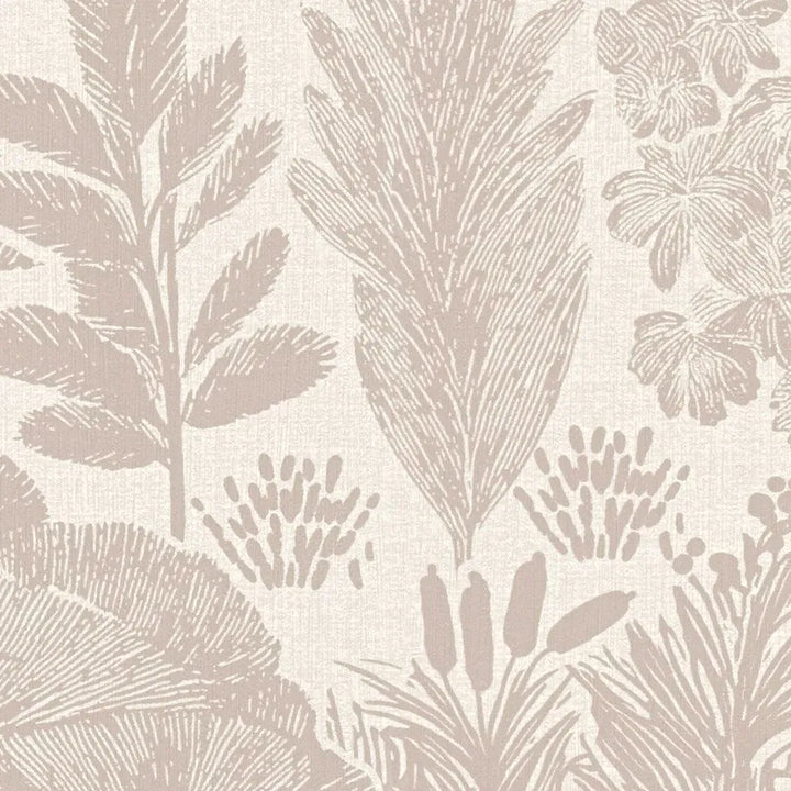 Tapetes ar zīmētu koku ainavu - silti pelēkas - 3012454 AS Creation