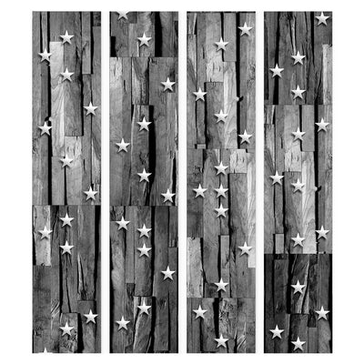 Tapetes ar zvaigznēm uz tumši pelēka koka fona, 89655 G ART