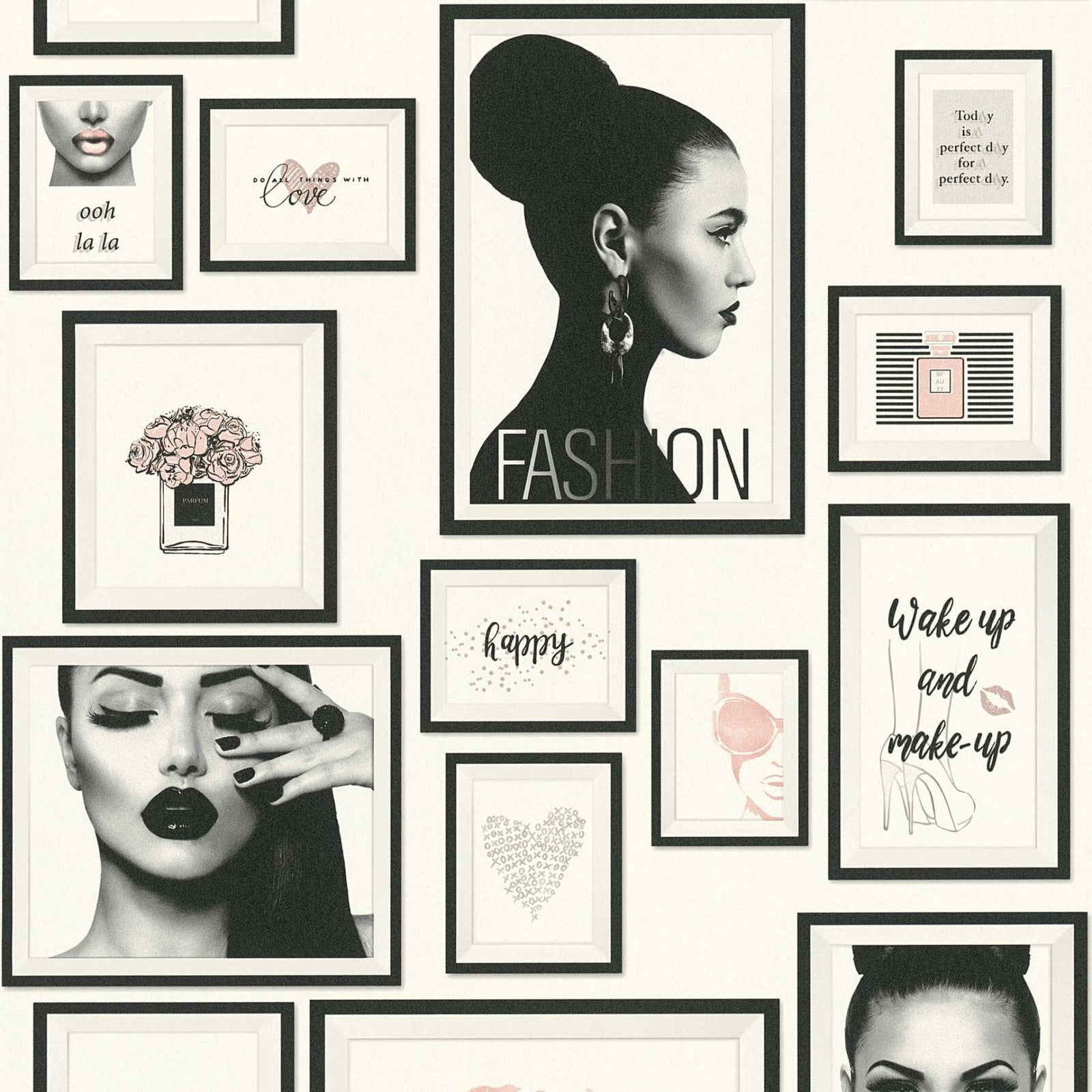 Tapetes ar Modes dizainu - melna, balta, pelēka, rozā AS 369181 AS Creation