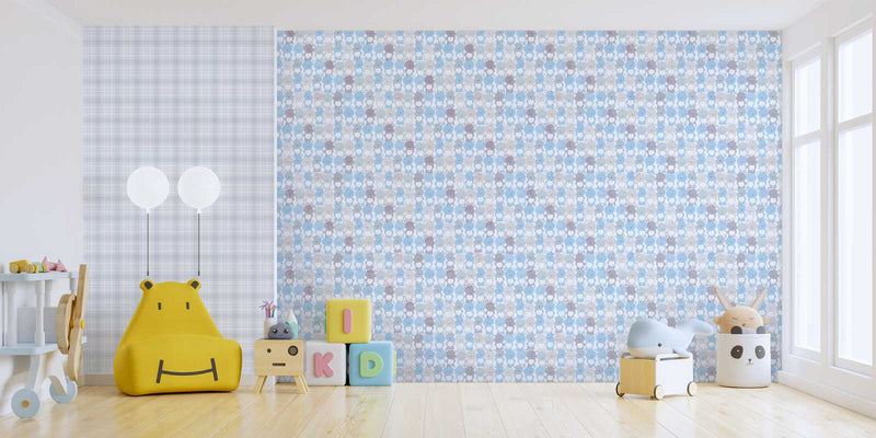 Tapetes bērnu istaba ar tartana rakstu – zilos toņos 1350447 Bez PVC AS Creation