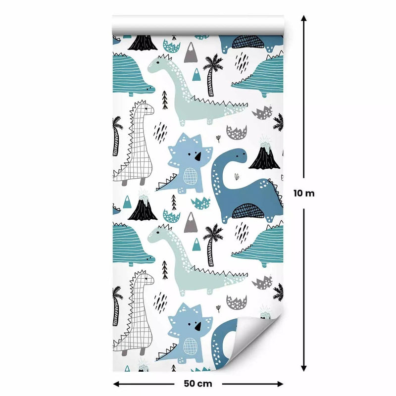 Tapetes bērnu istabai - Dinozauri zilos toņos, 108063, ekoloģiskas G ART