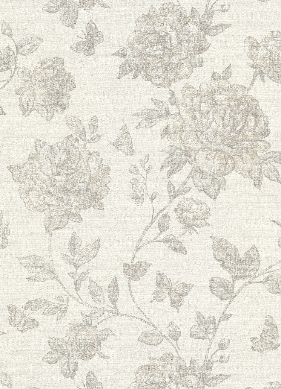 Tapetes Erismann ar ziediem retro stilā, gaiši pelēkas, 2325273 Erismann