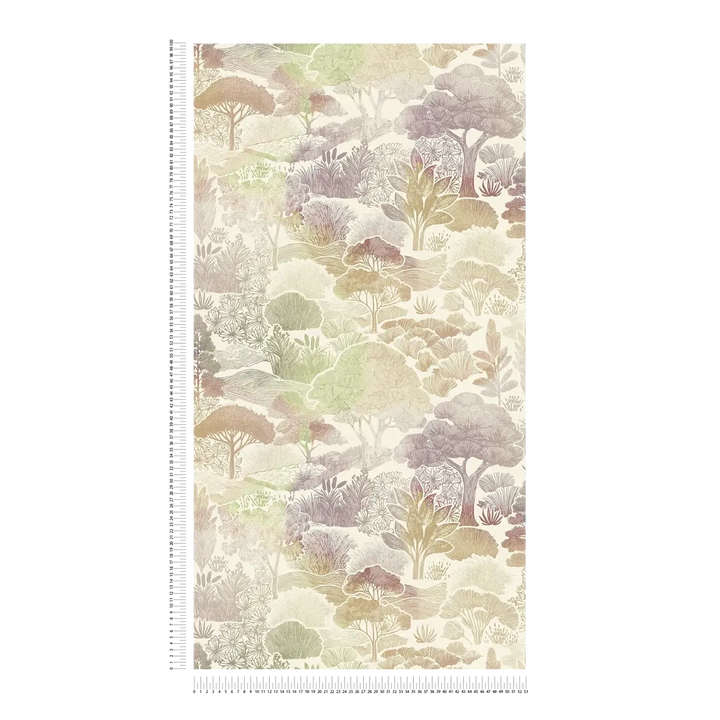 Tapetes ar delikātu koku fonu | zaļa, peleka, krēma - 3012453 AS Creation