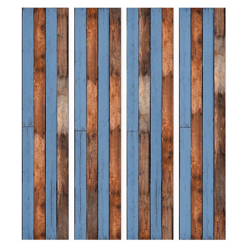 Tapetes - Koka dēlīši brūnā un zilā krāsā, 89119 G ART