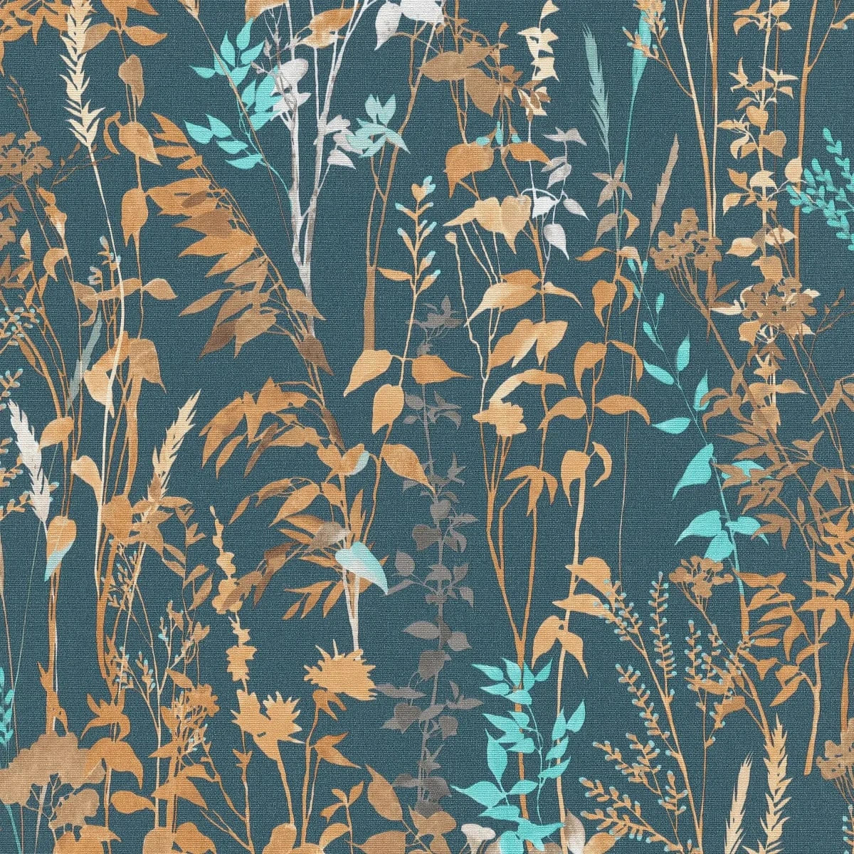 Lauku stila tapetes ar lapu rakstu uz tumši zila fona   Tapetenshop.lv