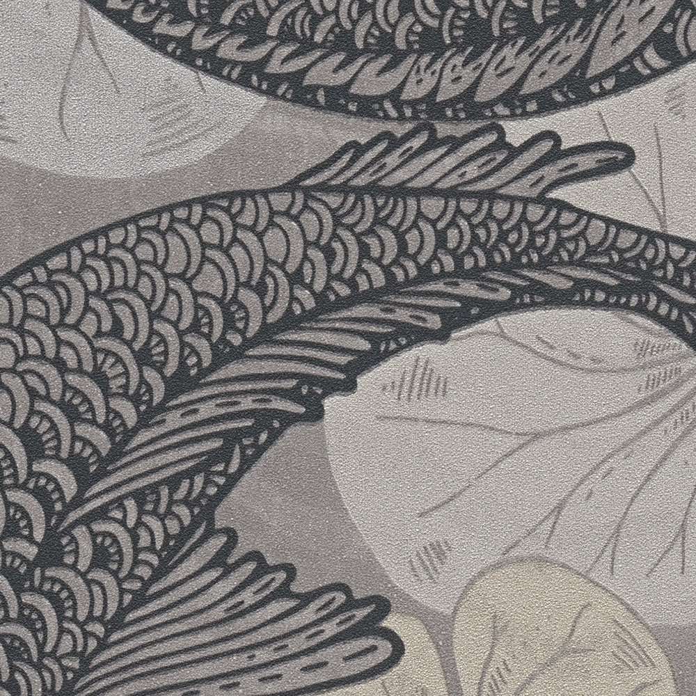 Tapetes ar austrumu motīviem, Koi karpas tumši pelēkos tonos AS 378593 AS Creation