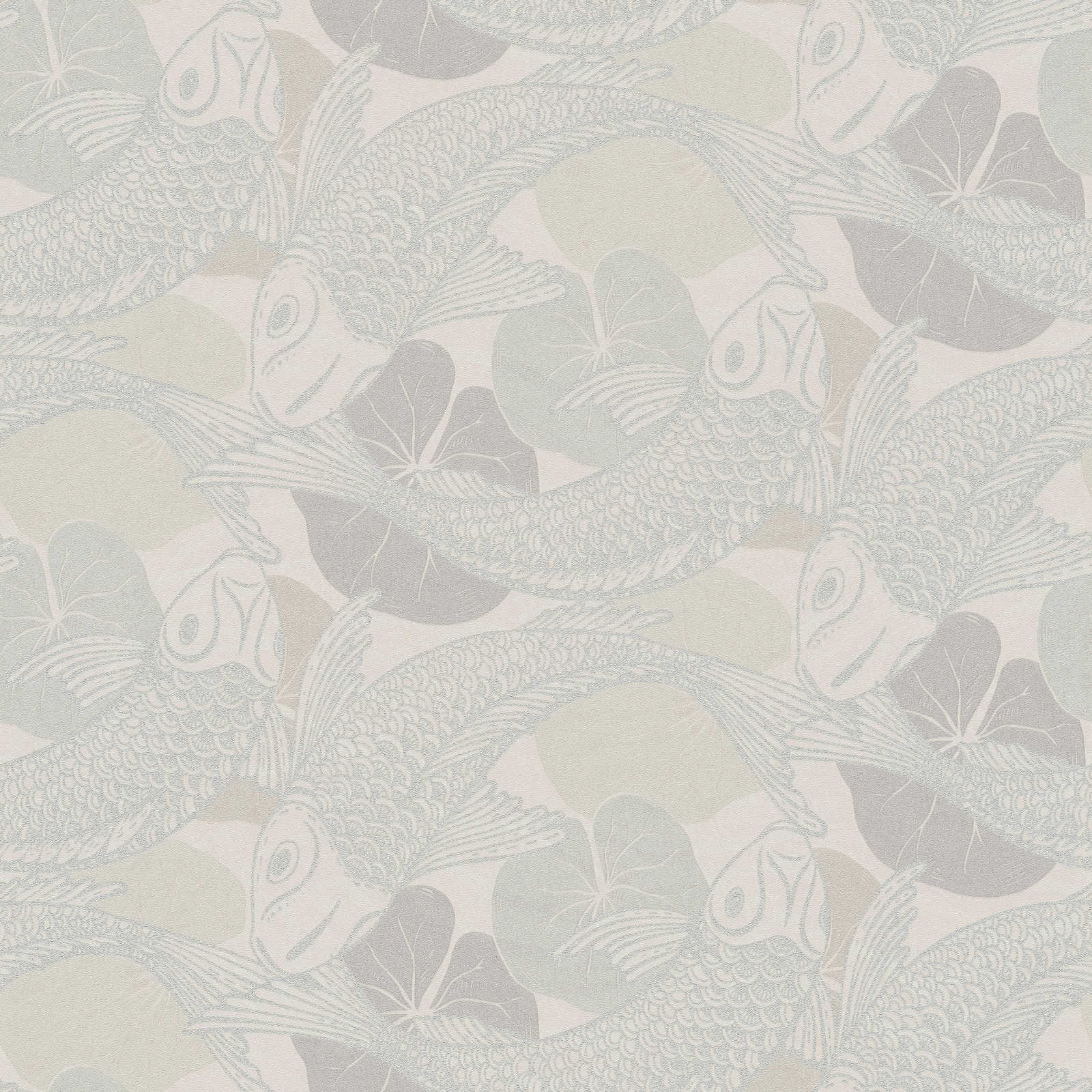 Tapetes ar austrumu motīviem, Koi karpas gaiši pelēkas AS 378596 AS Creation