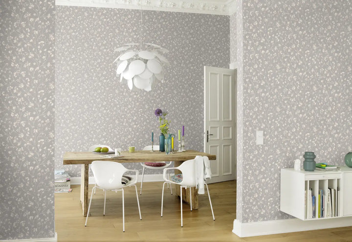 RASCH Wallpaper 1611724 | Floral silhouette motif with a matt texture in shades of grey
