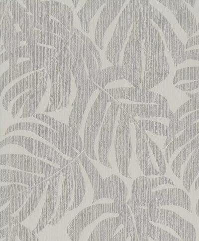 Wallpaper RASCH with exotic leaves in gray, 653137, Welcome Home RASCH