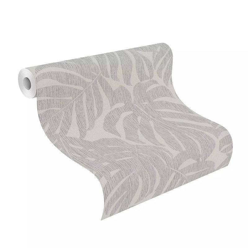 Wallpaper RASCH with exotic leaves in gray, 653137, Welcome Home RASCH