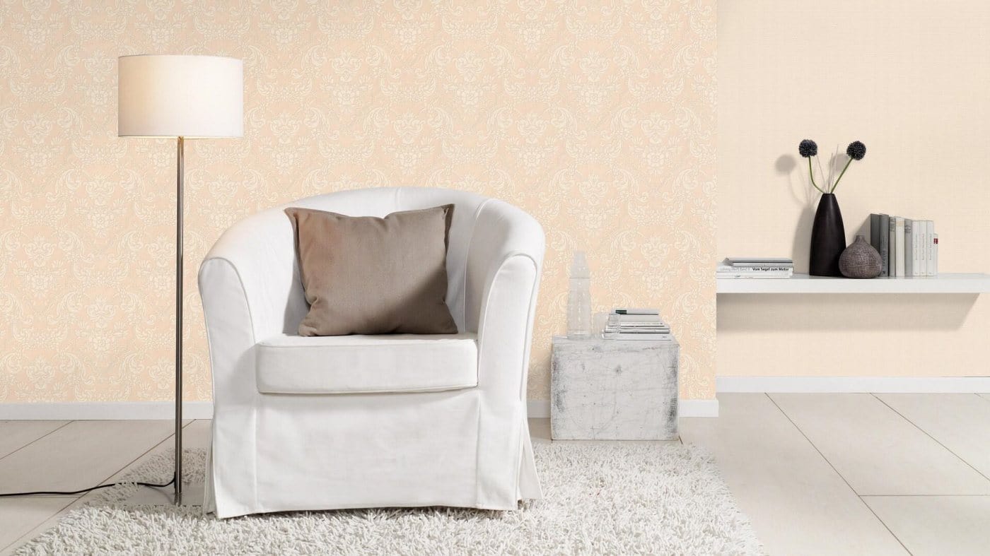 Tapetes RASCH ar klasisko ornamentu bēšos un rozā toņos, 570601 RASCH