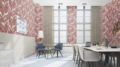 Wallpaper RASCH with leaves in red, 653441, Welcome Home RASCH