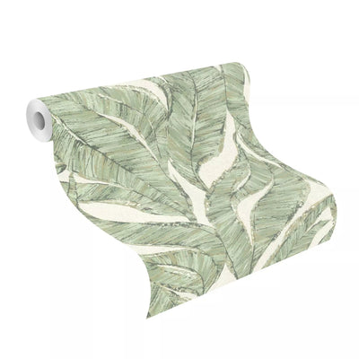 Wallpaper RASCH with leaves in green, 653434, Welcome Home RASCH