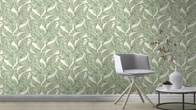 Wallpaper RASCH with leaves in green, 653434, Welcome Home RASCH