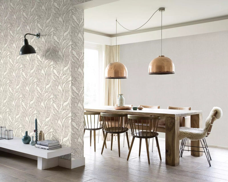 Wallpaper RASCH with fine textile texture, taupe, 653748 RASCH