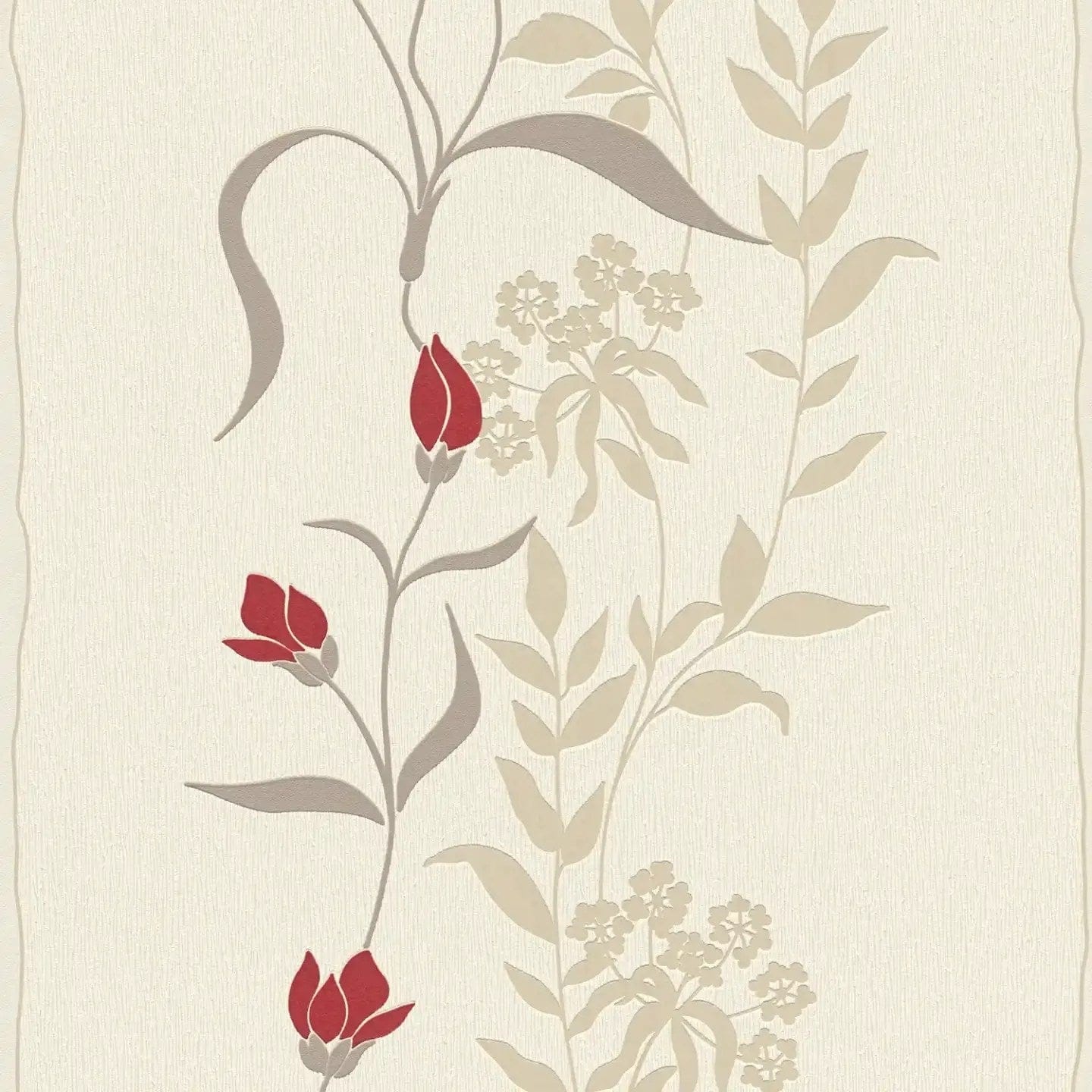 Tapetes viesistabai ar ziedu motīviem bēšā un sarkanā krāsā - 958741 AS Creation