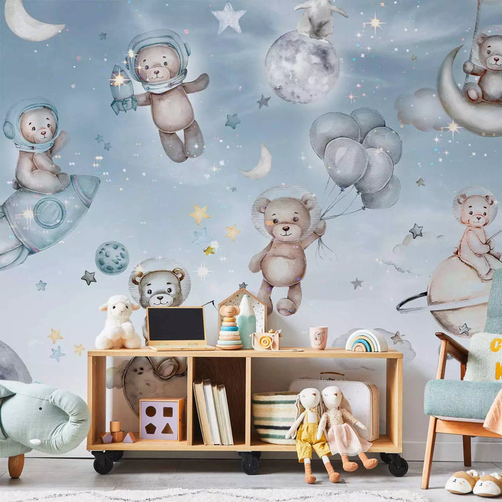 Fototapetai - Lokiai ir pingvinai kosmose - Mėlyna galaktika ir žvaigždės, 149241