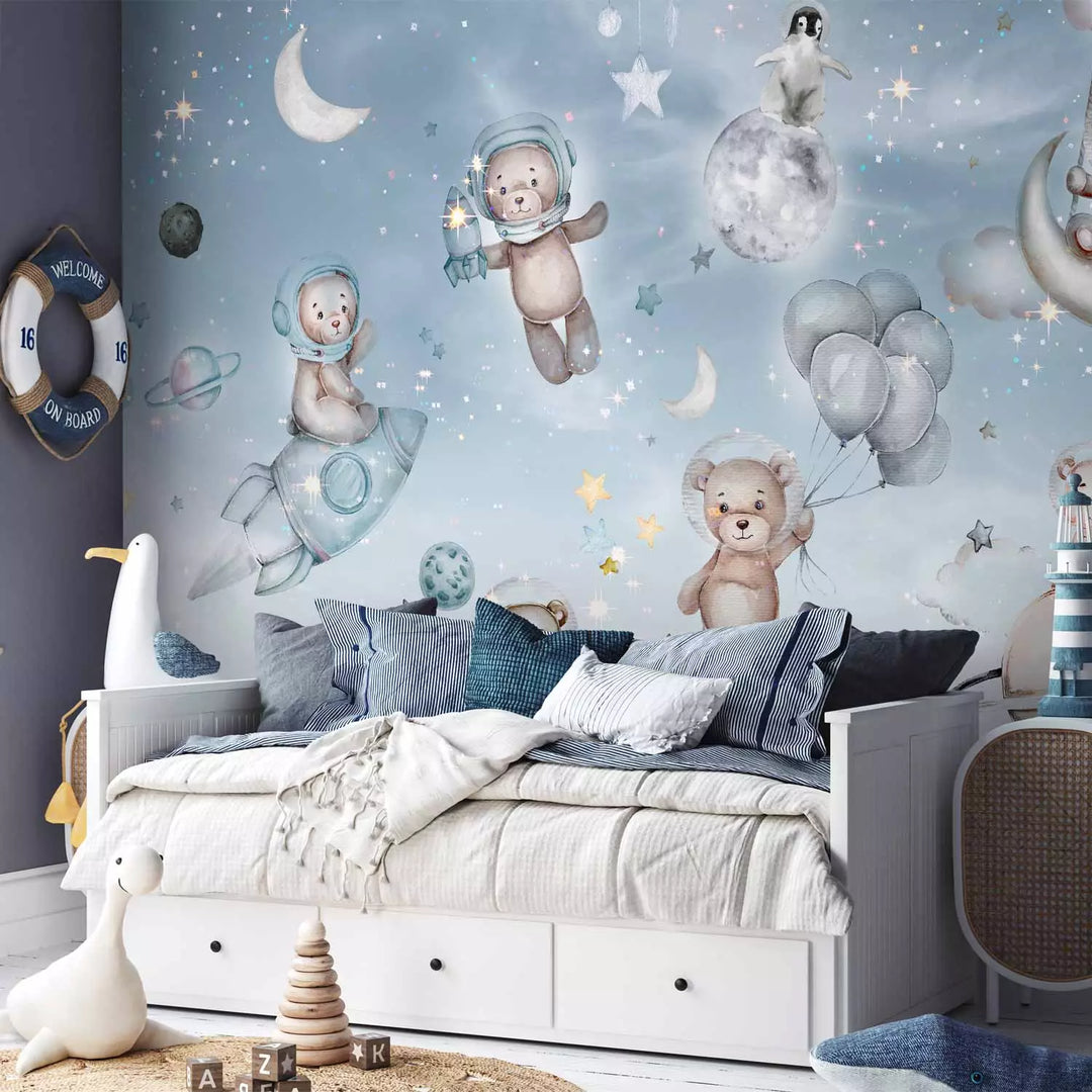 Fototapetai - Lokiai ir pingvinai kosmose - Mėlyna galaktika ir žvaigždės, 149241