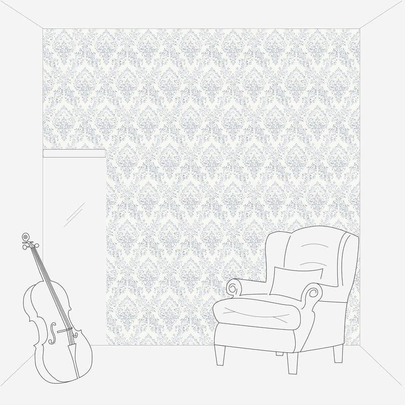 Tekstila tapetes ar klasisku ornamentu – sudrabā, baltā krāsā - 306591 AS Creation